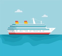flat design passenger cruise ship out on the sea
