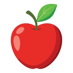 flat design red apple with green leaf for healthy fruit clipart
