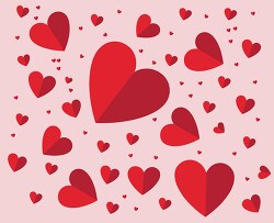 flat design red hearts on a pink background