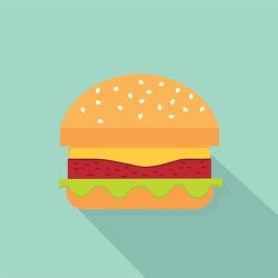 flat icon of a hamburger with a long shadow