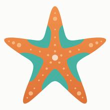 flat illustration of a colorful orange starfish with teal