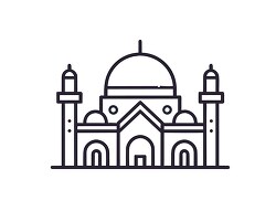 flat line icon of a mosque with a dome black outline clip art