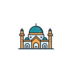 flat line icon of a mosque with a dome clip art
