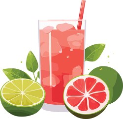 flavorful guava juice in a ice filled glass clip art