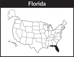 florida map square black white clipart