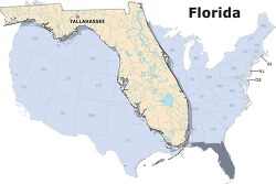 Florida state large usa map clipart