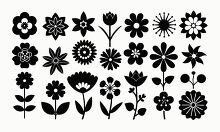 flower icons isolated on a white background with various flowers