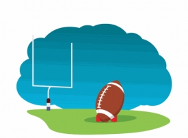 football kicked over goal post animated clipart