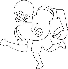 football player holding football black outline clipart