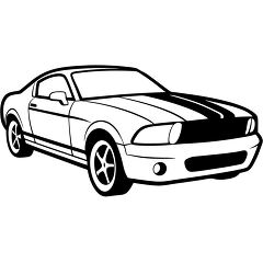 ford mustang with a painted stripe on the hood black outline cli