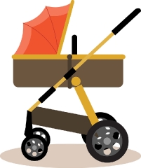 four wheel stroller used to carry babies clipart