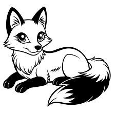 Fox line art featuring detailed fur and ears