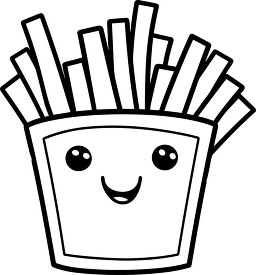 french fries with smiling face black outline