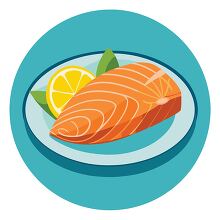 freshly cooked salmon with a slice of lemon served on a plate