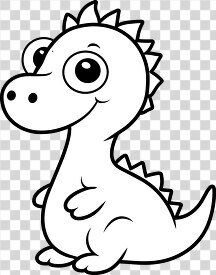 friendly cartoon dinosaur stands with a big smile black outline