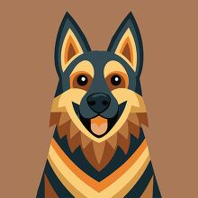 friendly German Shepherd dog flat bold lines and colors