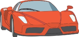 front view european sports car red clipart