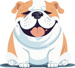 front view of a smiling pet english bulldog