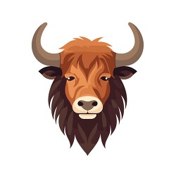 front view of hairy yak clip art