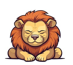 front view of sleeping lion
