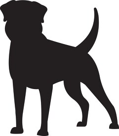 front view of standing brown rottweiler dog clip art silhouette