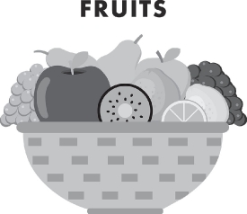 fruit basket gray color clipart