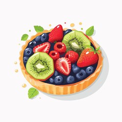 fruit tart with blueberries and strawberries clip art