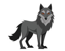 full body of a gray wolf with yellow eyes