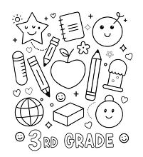 fun mix of school icons with text third grade printable