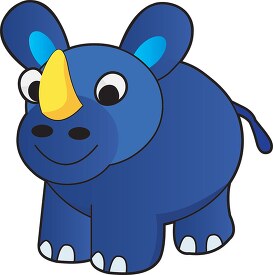funny blue rhinoceros childrens animal cartoon character clipart