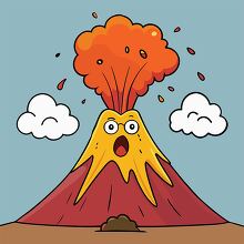 funny cartoon volcano erupting