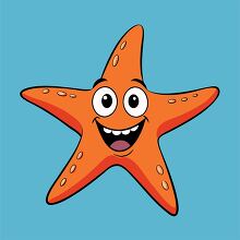 funny orange starfish with a big smile and cartoonish eyes