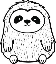furry spiny sloth black outline