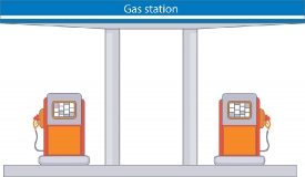 gas station with gas pumps clipart
