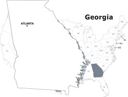 Georgia usa state black outline clipart