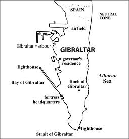 Gibraltar country map black white