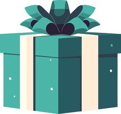 gift wrapped with blue paper and large bow clip art