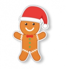 ginger bread man with red christmas hat animated clipart