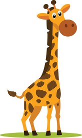 giraffe standing on the grass cartoon
