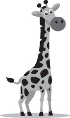 giraffe standing on the grass cartoon gray color clip art