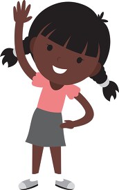 girl ask raising hand gray color clipart