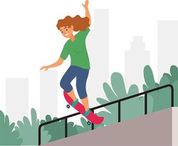 girl at skateboard park performing tricks clipart
