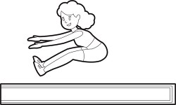 girl athlete runs attempts long jump in event outline clip art