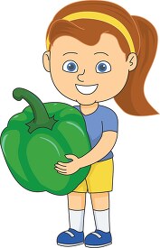 girl cartoon character holding green bellpepper