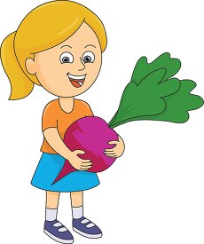 girl cartoon character holding purple beet root