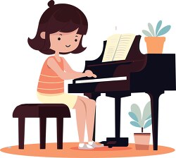 girl enjoying playing a classical melody on the piano