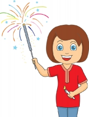 girl holding fourth july sparkler in hand