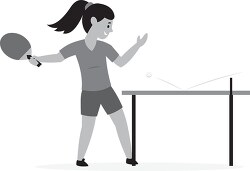 girl holds paddle playing table tennis or ping pong gray color c