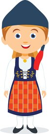 girl in national costume iceland clipart 3