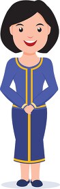 girl in national costume singapore clipart